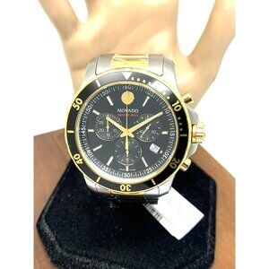 Movado Men's Watch 2600146 Series 800 Swiss Quartz Chronograph Black Dial 2-Tone